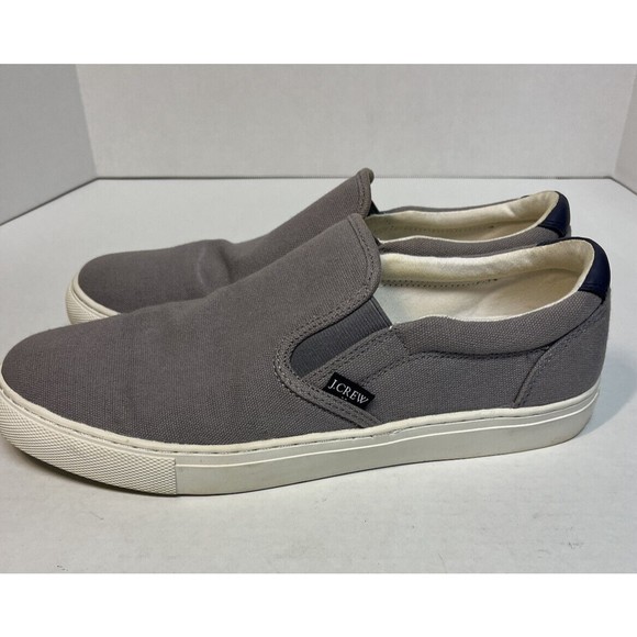 J Crew Mens Explorer Canvas Slip-on Sneaker Sz 8 Gray Coastal Casual Comfortable - Picture 3 of 10